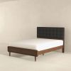 Bryce Mid-Century Modern Dark Grey Fabric Upholstered Platform Bed