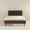 Bryce Mid-Century Modern Dark Grey Fabric Upholstered Platform Bed