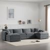 Chenille Modular Sectional Sofa with Deep and Wide Seating And Movable Ottomans