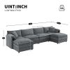 Chenille Modular Sectional Sofa with Deep and Wide Seating And Movable Ottomans