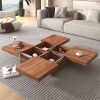 Square Marble Veneer Coffee Table Sliding Top with Storage in 39.4''