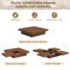 Square Marble Veneer Coffee Table Sliding Top with Storage in 39.4''