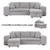 Pull Out Sleeper Sofa Reversible L-Shape 3 Seat Sectional Couch with Storage