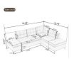 L-Shaped Corner Sofa Faux Leather with Movable Storage Ottomans