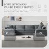 Chenille Modular Sectional Sofa with Deep and Wide Seating And Movable Ottomans