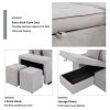 Pull Out Sleeper Sofa Reversible L-Shape 3 Seat Sectional Couch with Storage