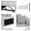 Pull Out Sleeper Sofa Reversible L-Shape 3 Seat Sectional Couch with Storage